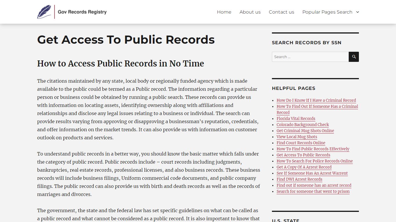 Get Access To Public Records | GovRecordsRegistry.org